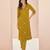 Mustard hand work straight kurta set