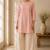 Pink cotton plain casual kurta set for women