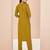 Mustard hand work straight kurta set