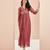 Coral hand work flared gown