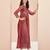 Coral hand work flared gown