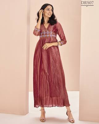 Coral hand work flared gown 3