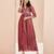 Coral hand work flared gown