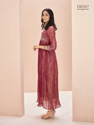 Coral hand work flared gown 4