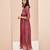 Coral hand work flared gown