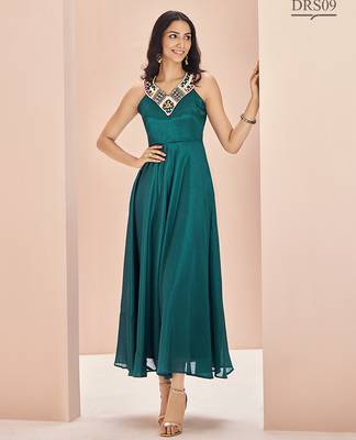 Stunning teal green hand work gown 1