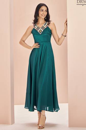 Stunning teal green hand work gown