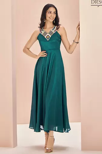 Stunning teal green hand work gown