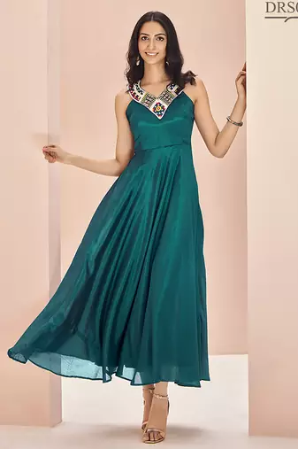 Stunning teal green hand work gown