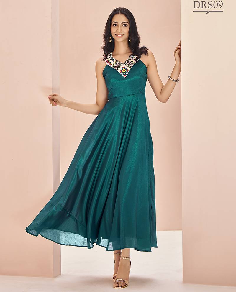 Stunning teal green hand work gown