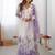 Ivory chiffon anarkali with lavender floral hand embroidery & dupatta