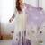Ivory chiffon anarkali with lavender floral hand embroidery & dupatta
