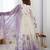 Ivory chiffon anarkali with lavender floral hand embroidery & dupatta