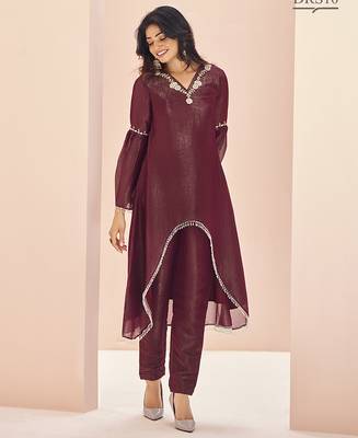Mesmeric maroon hand work kurta set 3