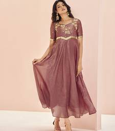 Coral hand work anarkali gown