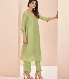 Light green hand work kurta set