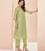 Light green hand work kurta set