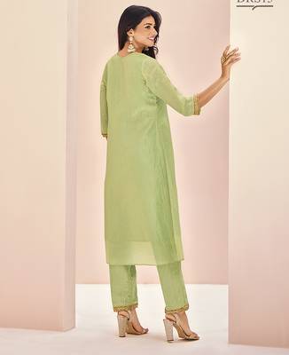 Light green hand work kurta set 2