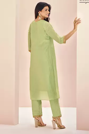 Light green hand work kurta set