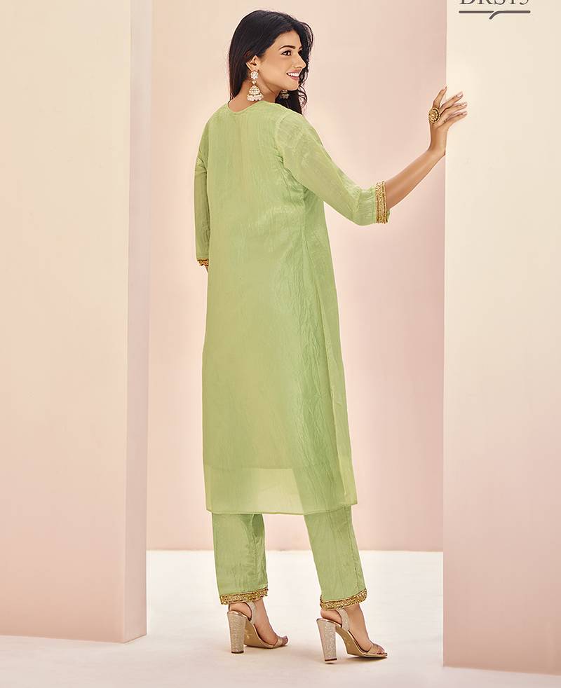 Light green hand work kurta set