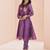 Purple hand work embellished kurta set