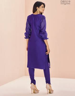 Purple floral hand work kurta set 2