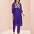 Purple floral hand work kurta set