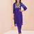 Purple floral hand work kurta set