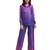Purple gradient button-down pants set