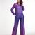 Purple gradient button-down pants set