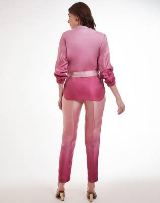 Pink gradient belted jacket set 4