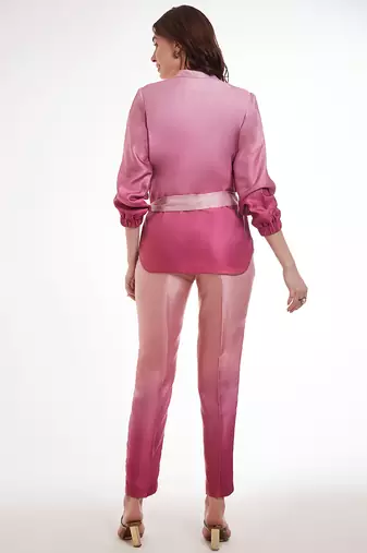 Pink gradient belted jacket set