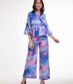 Watercolor print peplum pants set