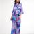 Watercolor print peplum pants set