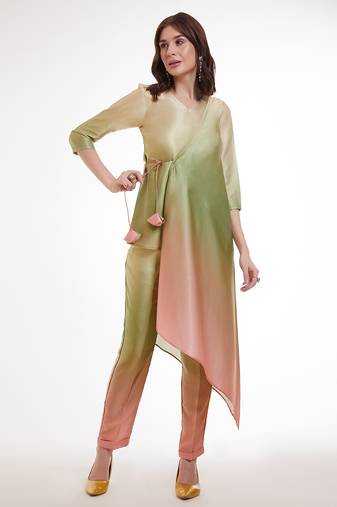 Pastel ombre asymmetrical kurta set