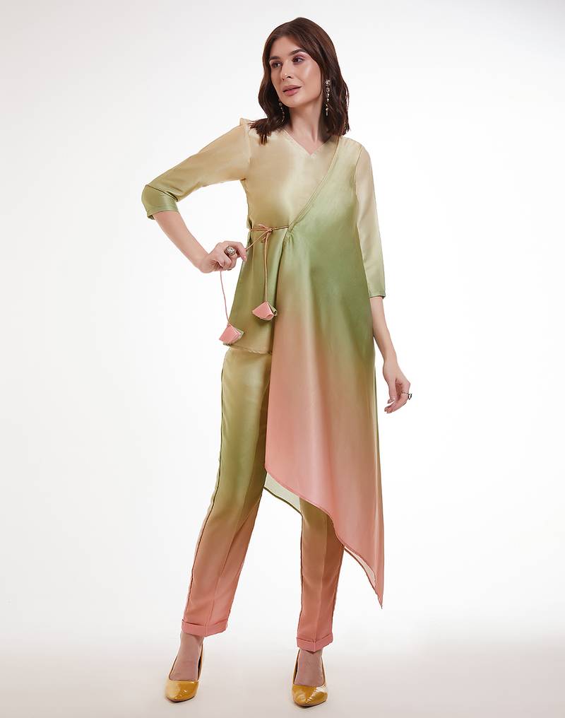 Pastel ombre asymmetrical kurta set