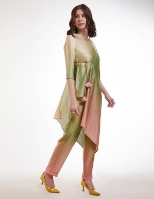 Pastel ombre asymmetrical kurta set 3