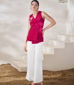 Pink hand-embroidered gaji silk top