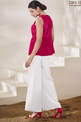 Pink hand-embroidered gaji silk top