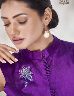 Purple hand-embroidered gaji silk top 2