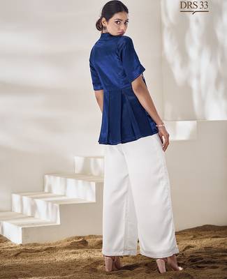 Blue floral hand work silk top 4