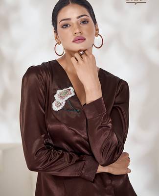 Maroon hand-embroidered gaji silk top 2