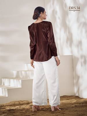 Maroon hand-embroidered gaji silk top 4