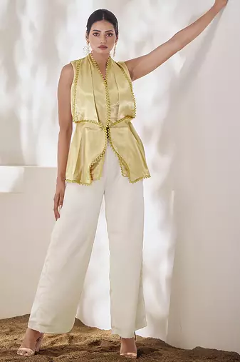 Elegant lace work beige top