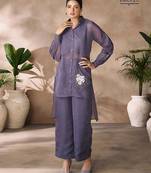 Elegant smoky grey organza co-ord set
