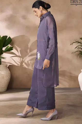 Elegant smoky grey organza co-ord set