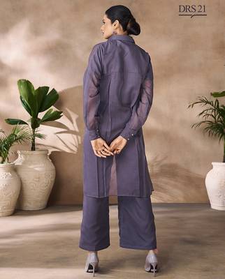 Elegant smoky grey organza co-ord set 3