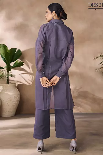 Elegant smoky grey organza co-ord set