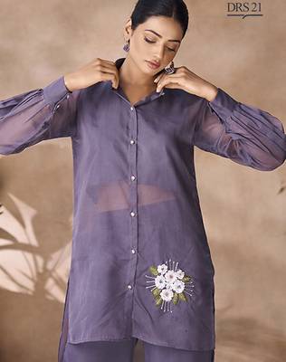 Elegant smoky grey organza co-ord set 4