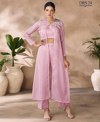 Pastel pink organza co-ord set 1